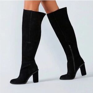 Black suede over the knee boots with heel size 10